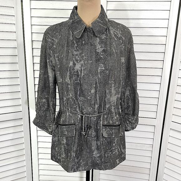 Chico's Gray Jacket Size 1 (8) Peter Pan Collar - Picture 3 of 11